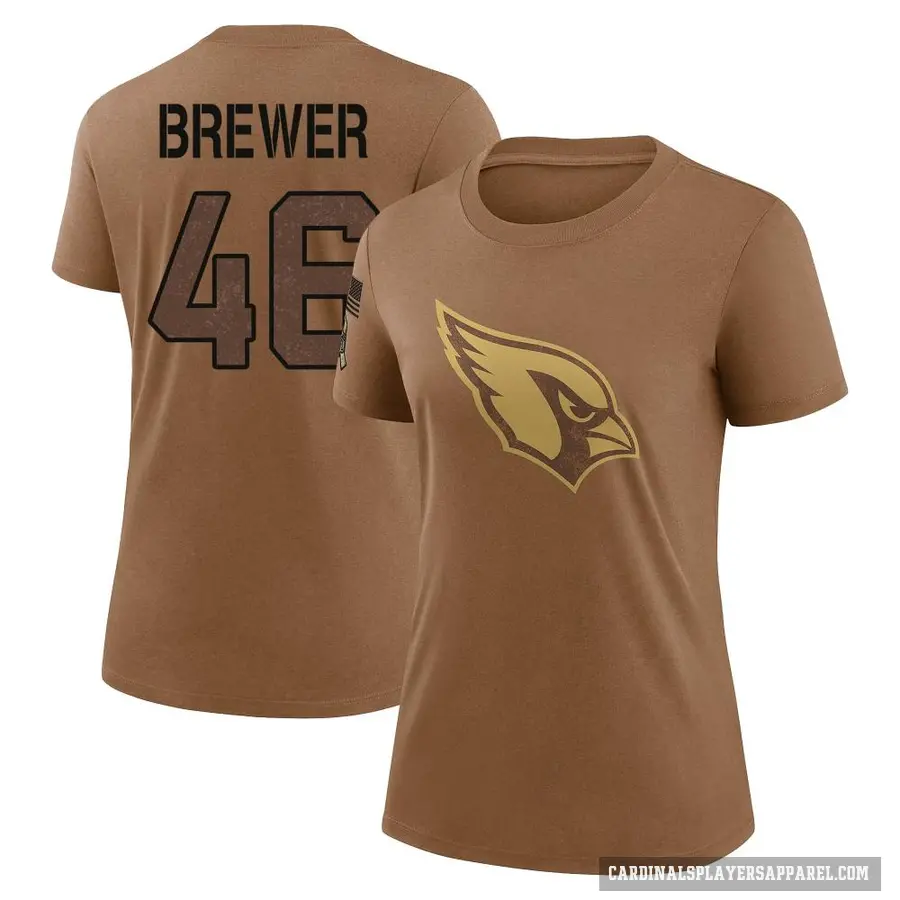 Women's ＃46 Aaron Brewer Arizona Cardinals Brown 2023 Salute To Service Performance T-Shirt