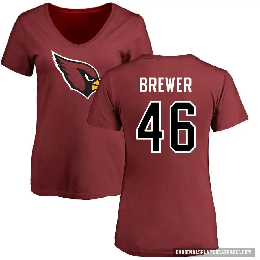 Women's ＃46 Aaron Brewer Arizona Cardinals Logo Slim Fit T-Shirt Maroon