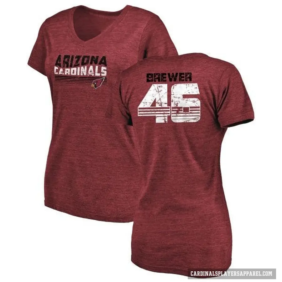 Women's ＃46 Aaron Brewer Arizona Cardinals Retro V-Neck T-Shirt Cardinal