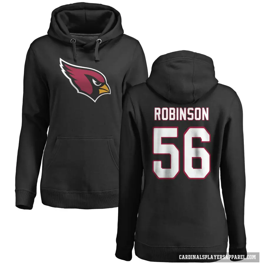 Women's ＃56 Darius Robinson Arizona Cardinals Black Pro Line Name & Number Logo Pullover Hoodie