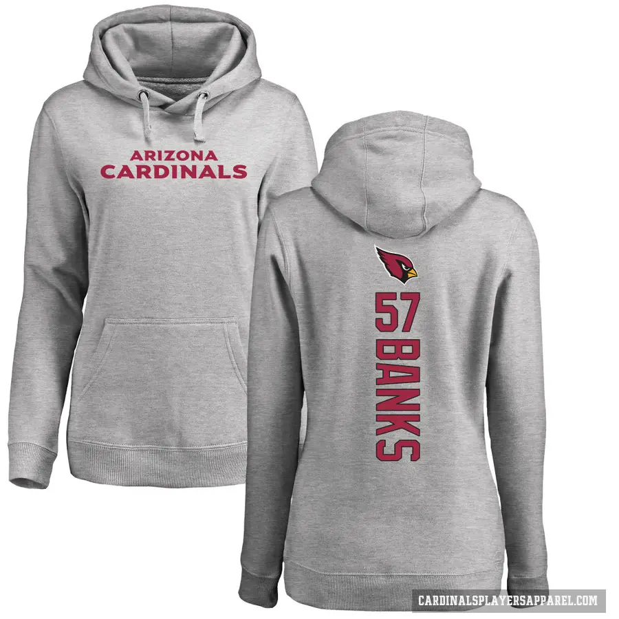 Women's ＃57 Keshawn Banks Arizona Cardinals Pro Line Ash Backer Pullover Hoodie