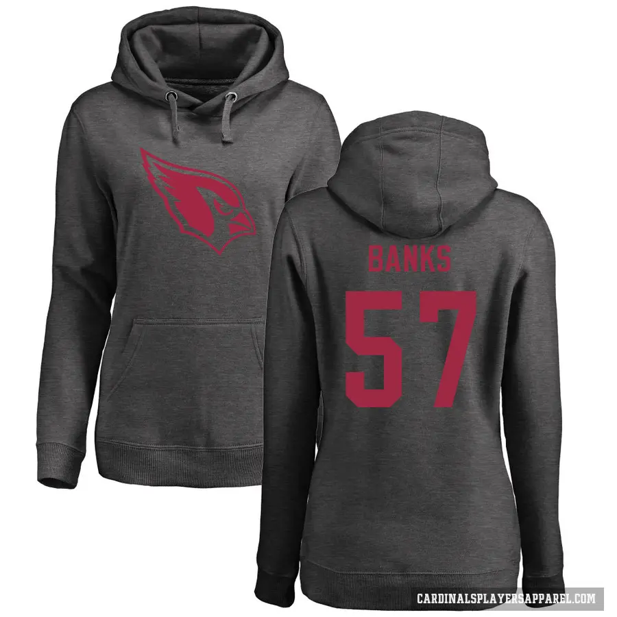 Women's ＃57 Keshawn Banks Arizona Cardinals Pro Line by Branded Ash One Color Pullover Hoodie