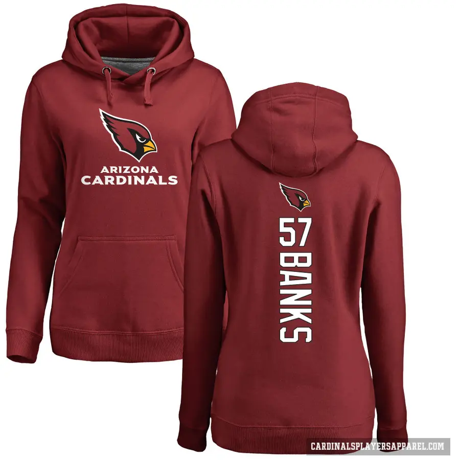 Women's ＃57 Keshawn Banks Arizona Cardinals Pro Line Maroon Backer Pullover Hoodie