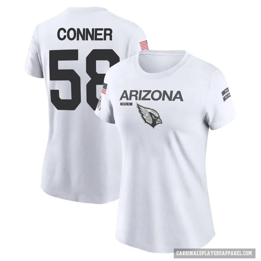 Women's ＃58 Hayden Conner Arizona Cardinals White 2024 Salute to Service Performance T-Shirt