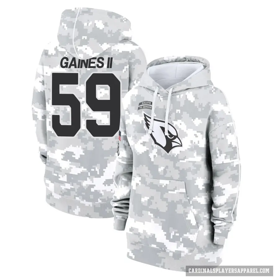Women's ＃59 Jon Gaines II Arizona Cardinals Arctic Camo 2024 Salute to Service Club Fleece Pullover Hoodie