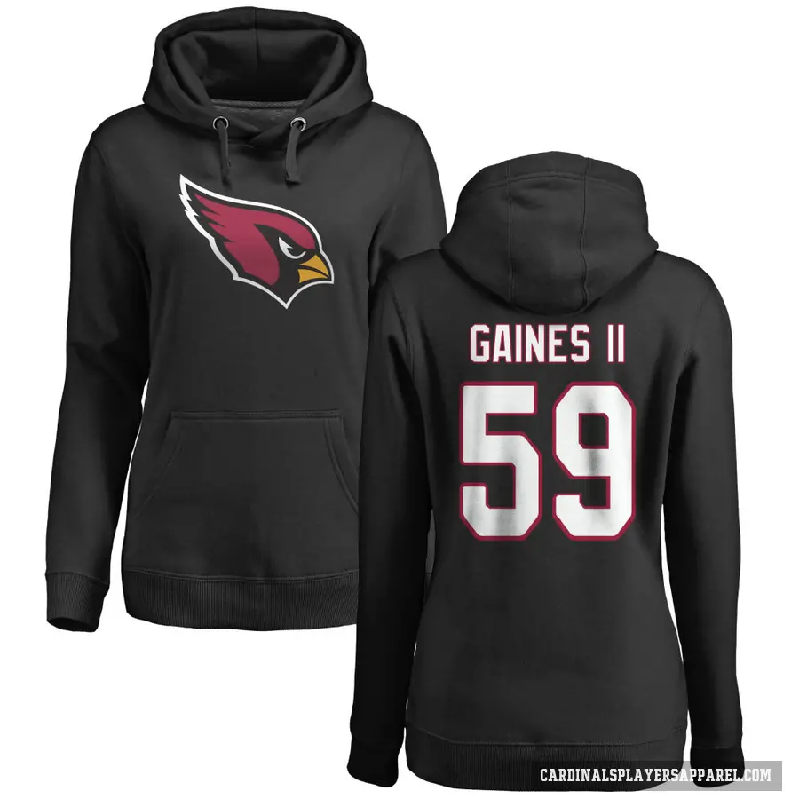 Women's ＃59 Jon Gaines II Arizona Cardinals Black Pro Line Name & Number Logo Pullover Hoodie