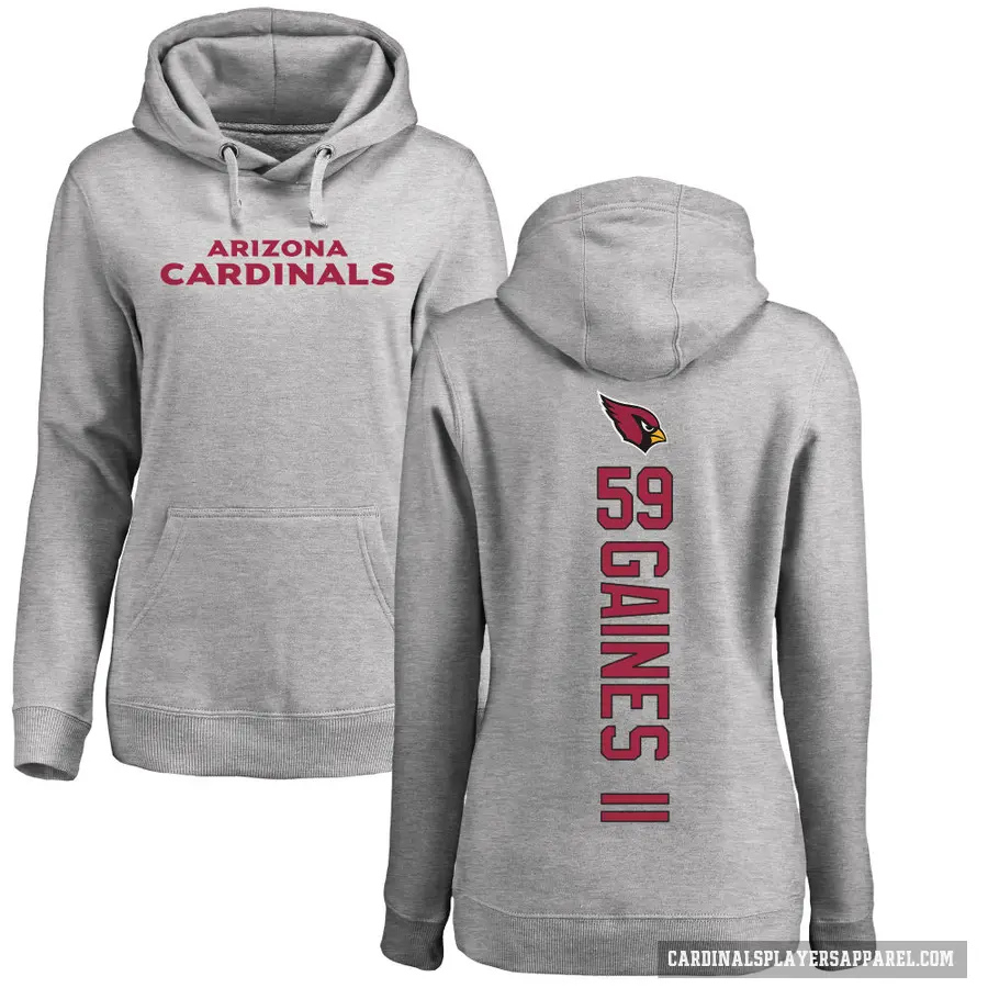 Women's ＃59 Jon Gaines II Arizona Cardinals Pro Line Ash Backer Pullover Hoodie