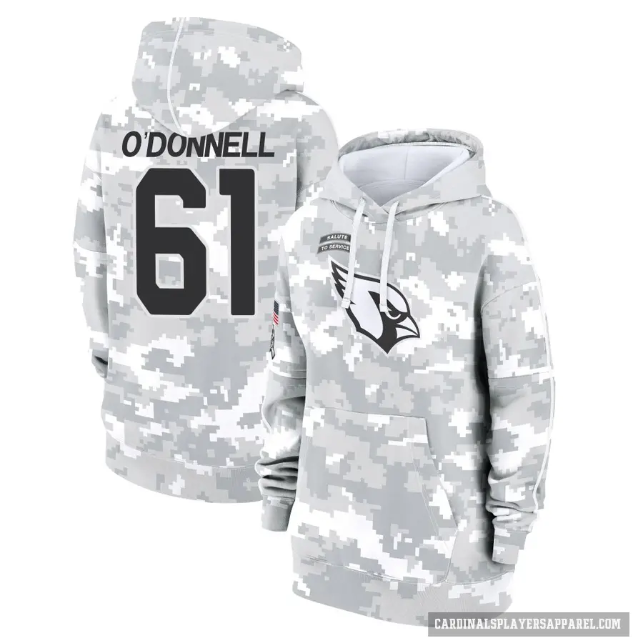 Women's ＃61 Carter O'Donnell Arizona Cardinals Arctic Camo 2024 Salute to Service Club Fleece Pullover Hoodie