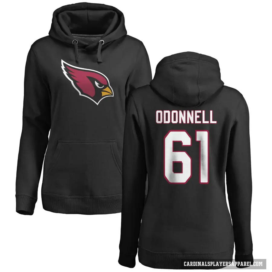 Women's ＃61 Carter O'Donnell Arizona Cardinals Black Pro Line Name & Number Logo Pullover Hoodie