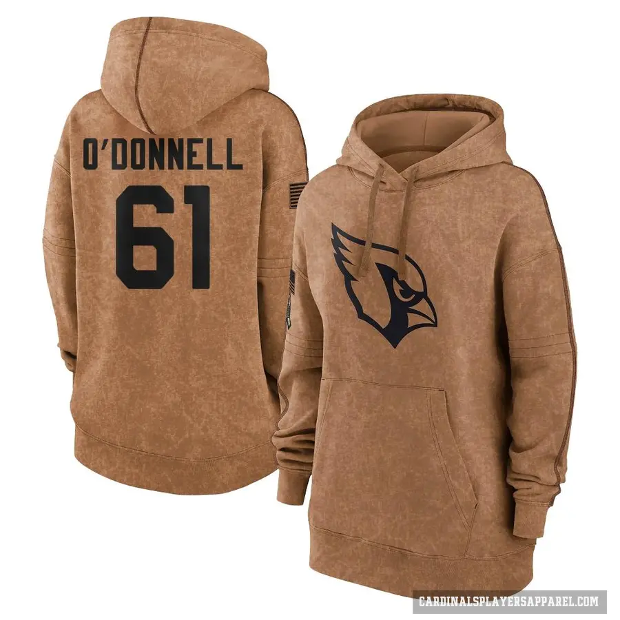 Women's ＃61 Carter O'Donnell Arizona Cardinals Brown 2023 Salute To Service Pullover Hoodie