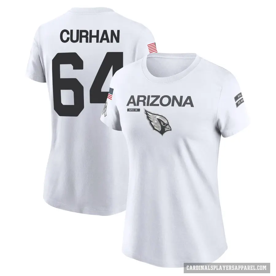 Women's ＃64 Jake Curhan Arizona Cardinals White 2024 Salute to Service Performance T-Shirt