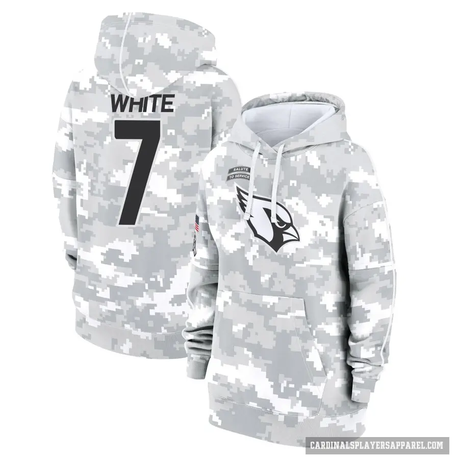 Women's ＃7 Kyzir White Arizona Cardinals Arctic Camo 2024 Salute to Service Club Fleece Pullover Hoodie