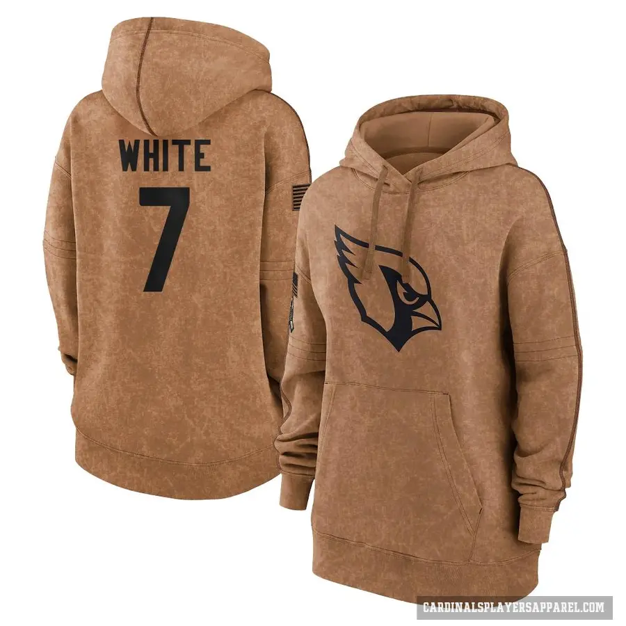 Women's ＃7 Kyzir White Arizona Cardinals Brown 2023 Salute To Service Pullover Hoodie