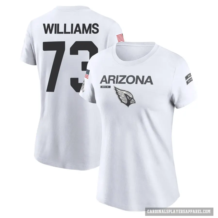 Women's ＃73 Jonah Williams Arizona Cardinals White 2024 Salute to Service Performance T-Shirt