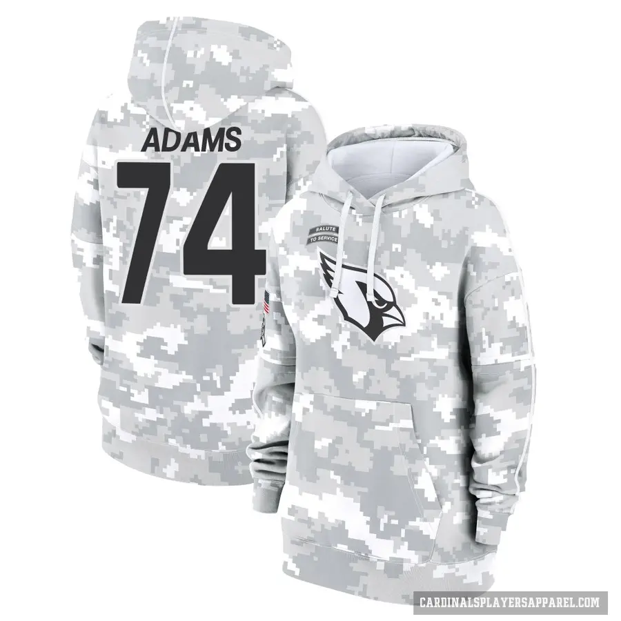 Women's ＃74 Isaiah Adams Arizona Cardinals Arctic Camo 2024 Salute to Service Club Fleece Pullover Hoodie