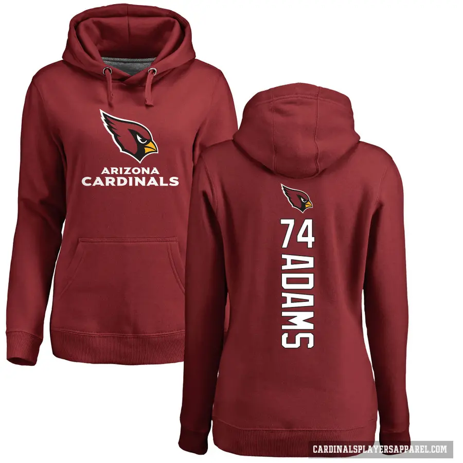 Women's ＃74 Isaiah Adams Arizona Cardinals Pro Line Maroon Backer Pullover Hoodie