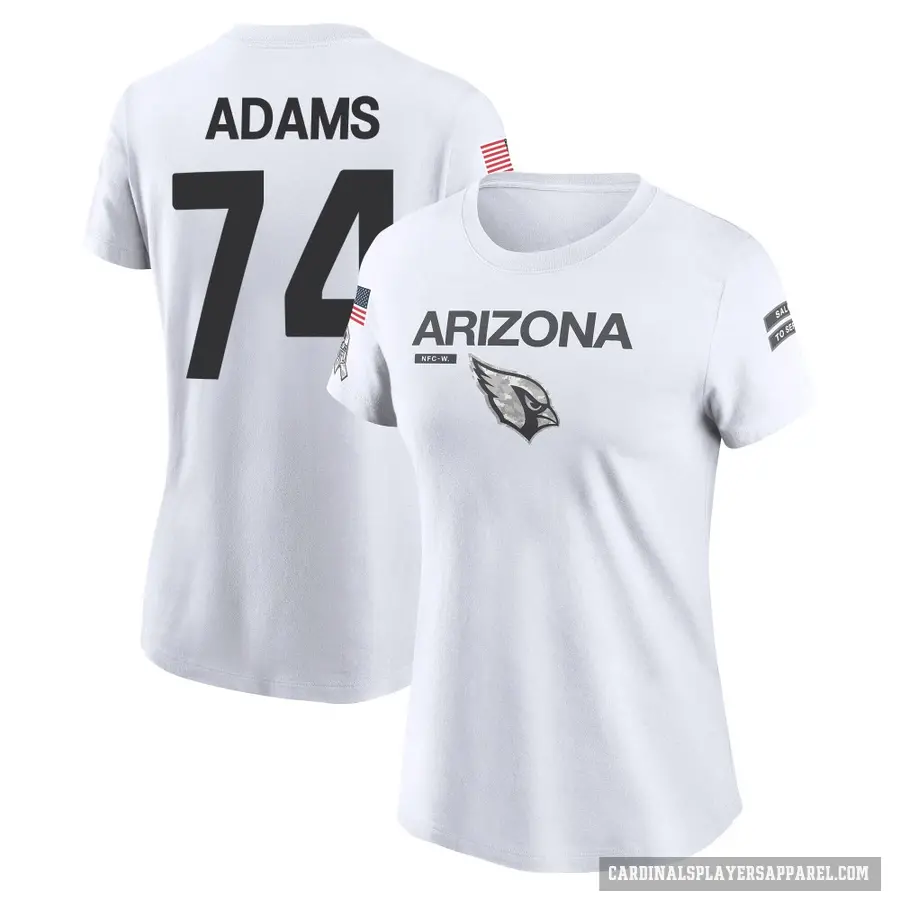 Women's ＃74 Isaiah Adams Arizona Cardinals White 2024 Salute to Service Performance T-Shirt