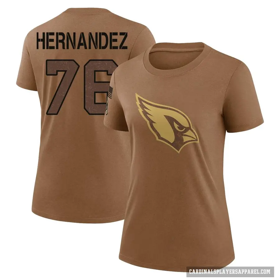 Women's ＃76 Will Hernandez Arizona Cardinals Brown 2023 Salute To Service Performance T-Shirt