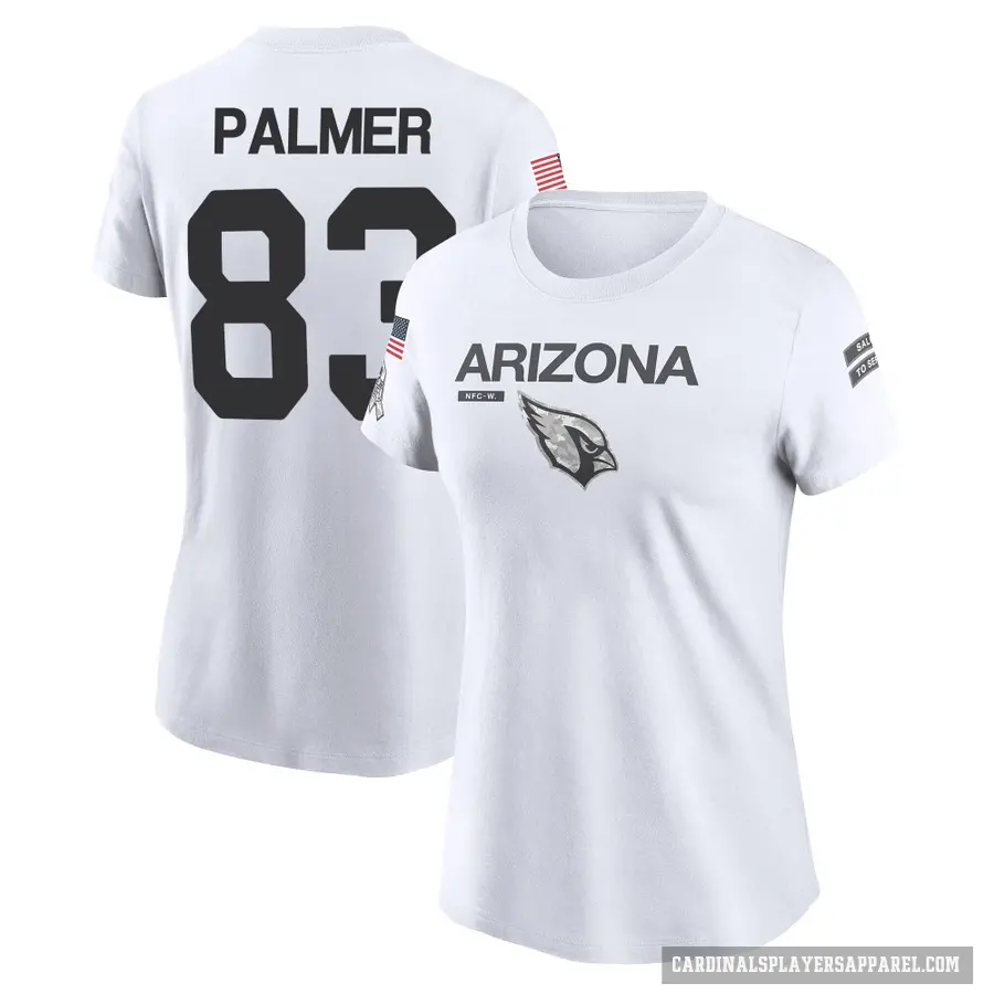 Women's ＃83 Tejhaun Palmer Arizona Cardinals White 2024 Salute to Service Performance T-Shirt