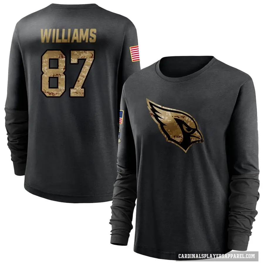 Women's ＃87 Maxx Williams Arizona Cardinals Black 2020 Salute To Service Sideline Performance Long Sleeve T-Shirt