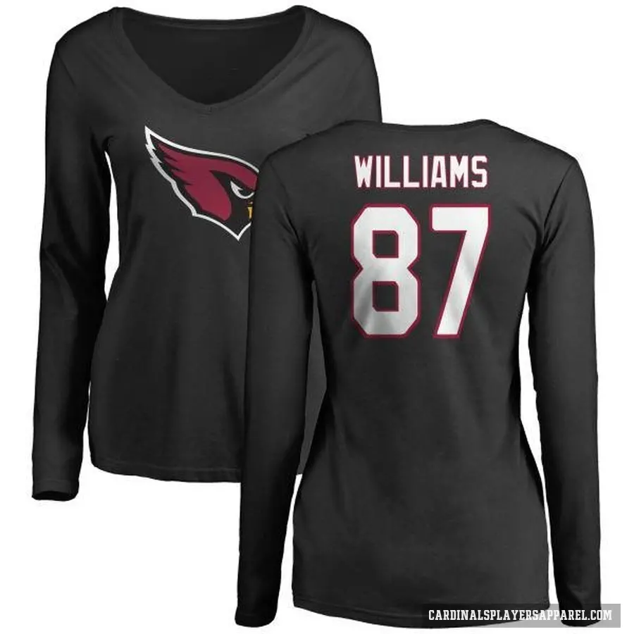 Women's ＃87 Maxx Williams Arizona Cardinals Black Logo Slim Fit Long Sleeve T-Shirt