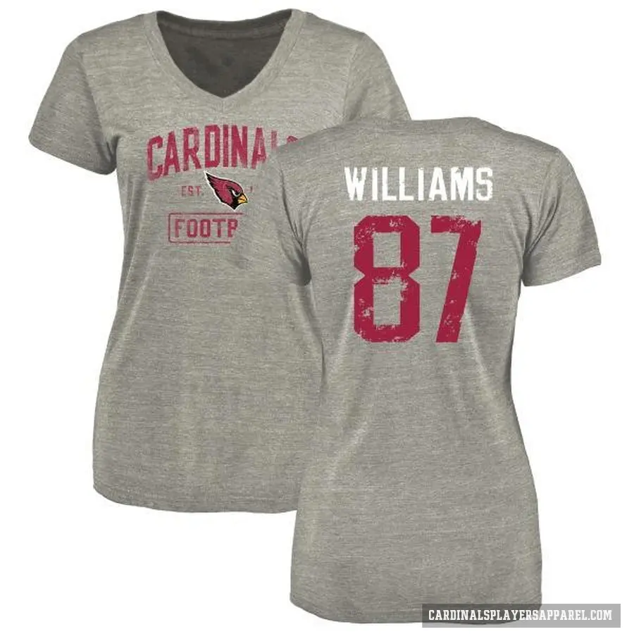Women's ＃87 Maxx Williams Arizona Cardinals Gray Heather Distressed V-Neck T-Shirt