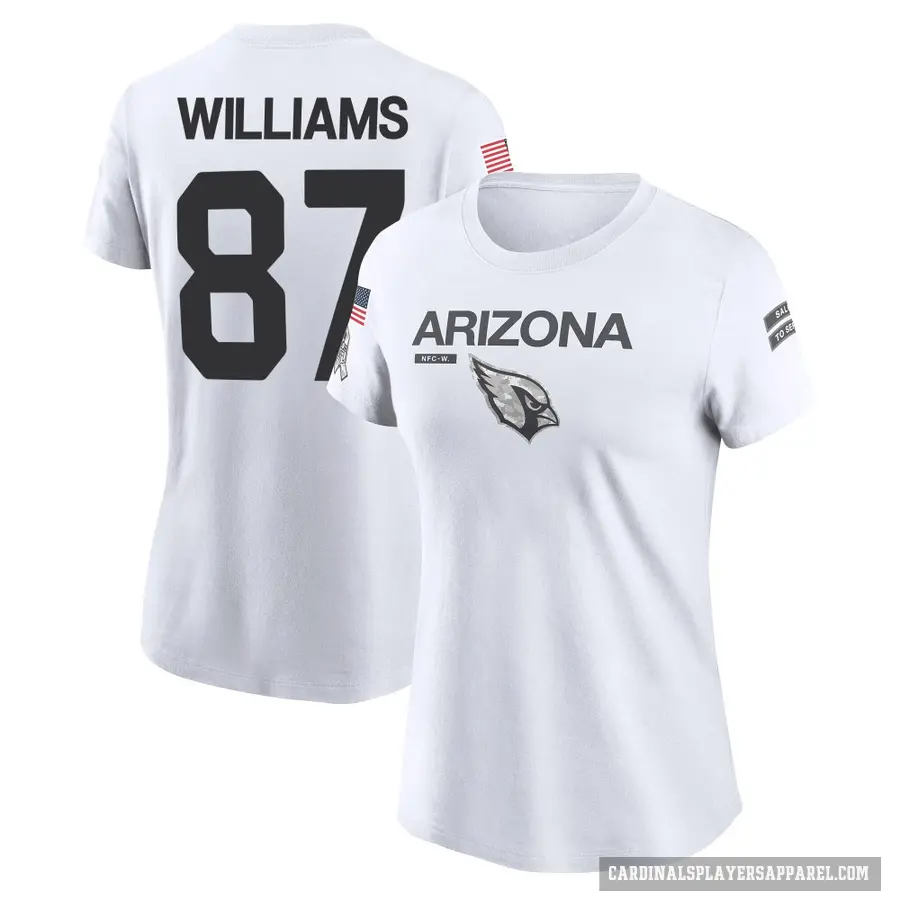 Women's ＃87 Maxx Williams Arizona Cardinals White 2024 Salute to Service Performance T-Shirt