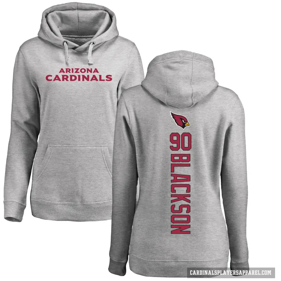 Women's ＃90 Angelo Blackson Arizona Cardinals Pro Line Ash Backer Pullover Hoodie