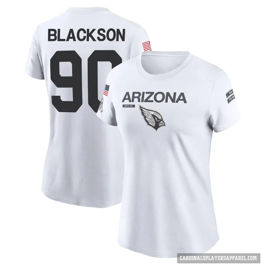 Women's ＃90 Angelo Blackson Arizona Cardinals White 2024 Salute to Service Performance T-Shirt