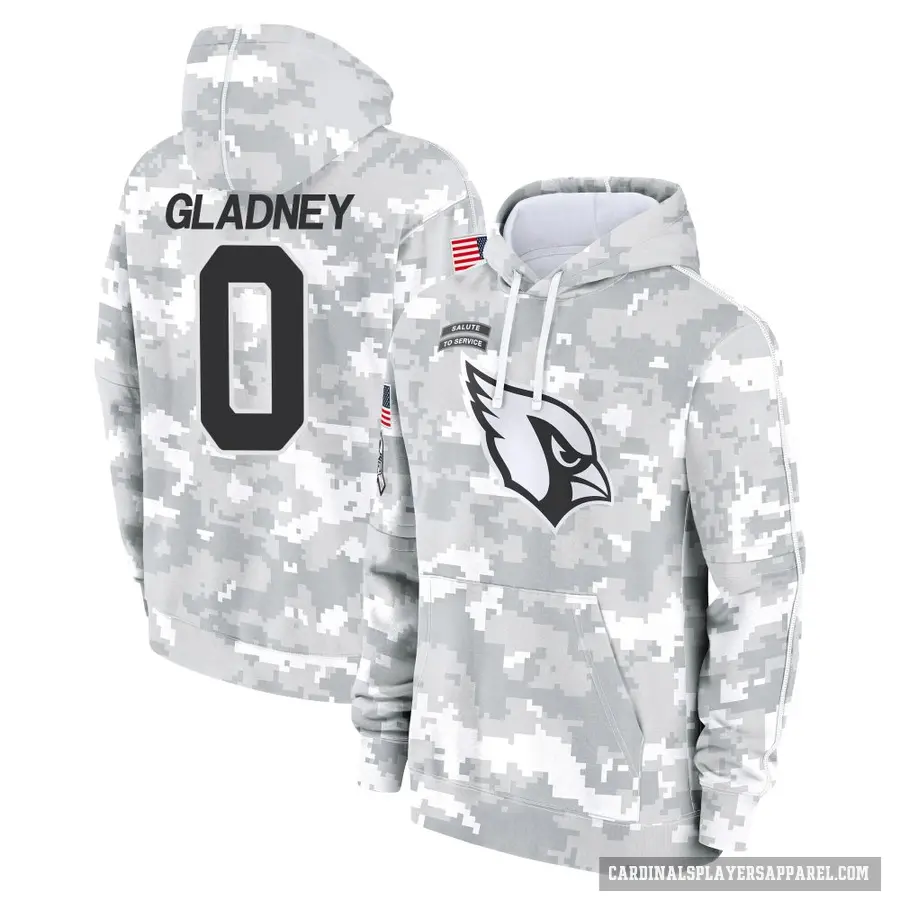 Youth ＃0 Jeff Gladney Arizona Cardinals Arctic Camo 2024 Salute to Service Club Fleece Pullover Hoodie