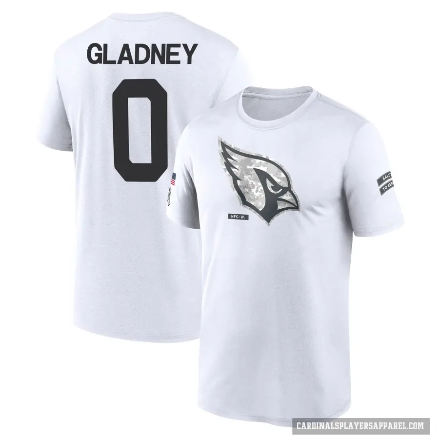 Youth ＃0 Jeff Gladney Arizona Cardinals White 2024 Salute to Service Performance T-Shirt