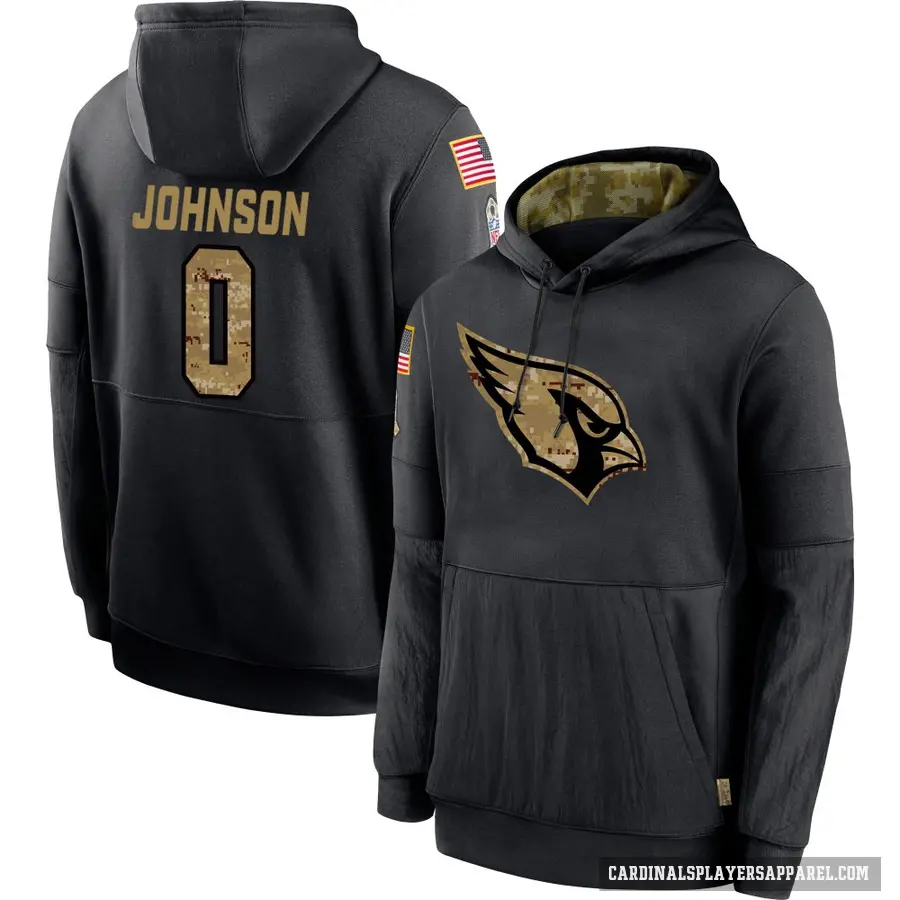 Youth ＃0 Will Johnson Arizona Cardinals Black 2020 Salute to Service Sideline Performance Pullover Hoodie