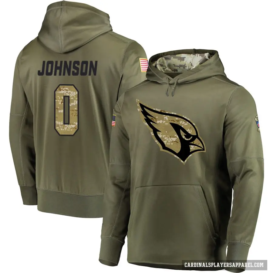 Youth ＃0 Will Johnson Arizona Cardinals Olive Salute to Service Pullover Hoodie