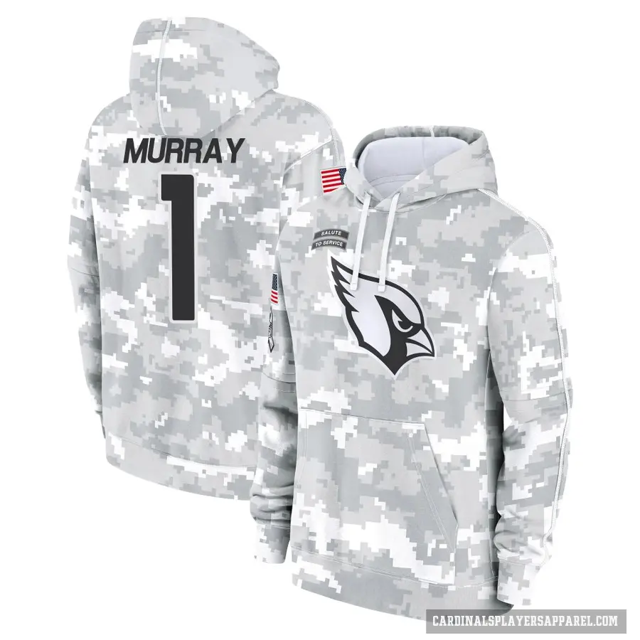 Youth ＃1 Kyler Murray Arizona Cardinals Arctic Camo 2024 Salute to Service Club Fleece Pullover Hoodie