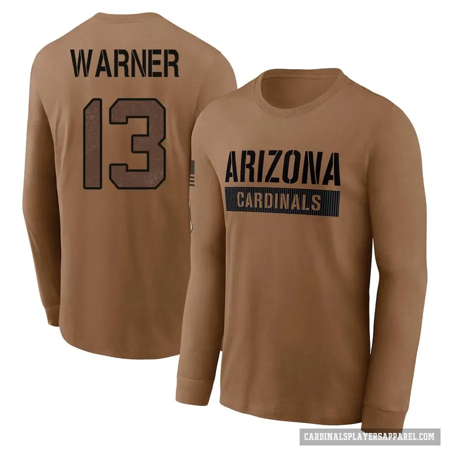 Youth ＃13 Kurt Warner Arizona Cardinals Brown 2023 Salute To Service Long Sleeve T-Shirt