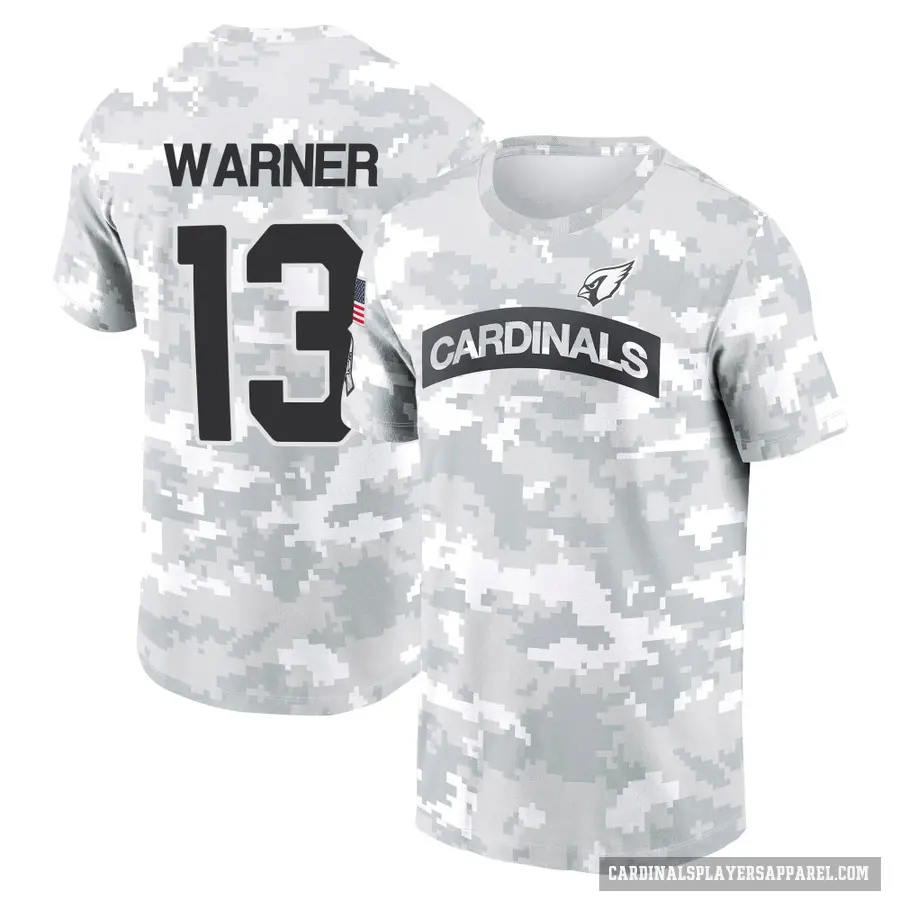 Youth ＃13 Kurt Warner Arizona Cardinals Camo Arctic 2024 Salute to Service Performance T-Shirt