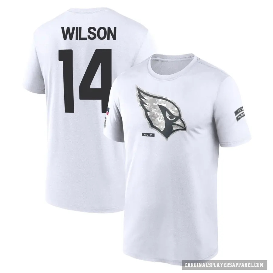 Youth ＃14 Michael Wilson Arizona Cardinals White 2024 Salute to Service Performance T-Shirt