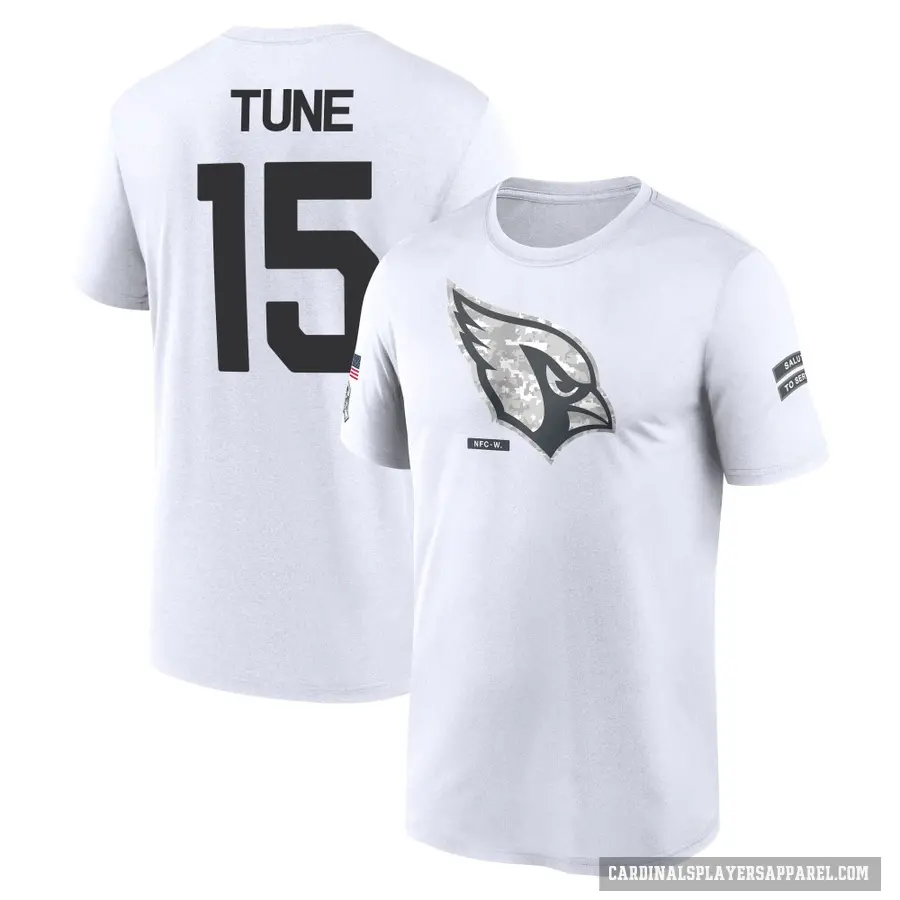 Youth ＃15 Clayton Tune Arizona Cardinals White 2024 Salute to Service Performance T-Shirt