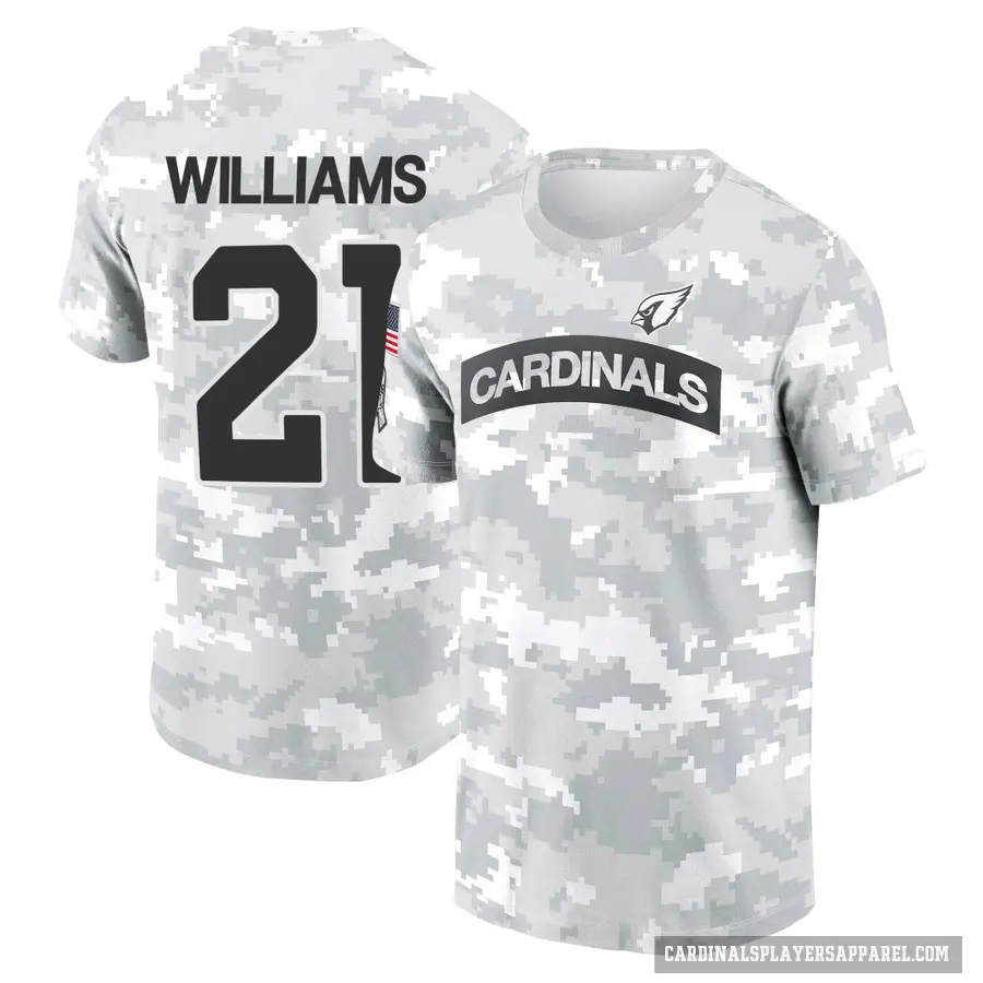 Youth ＃21 Garrett Williams Arizona Cardinals Camo Arctic 2024 Salute to Service Performance T-Shirt