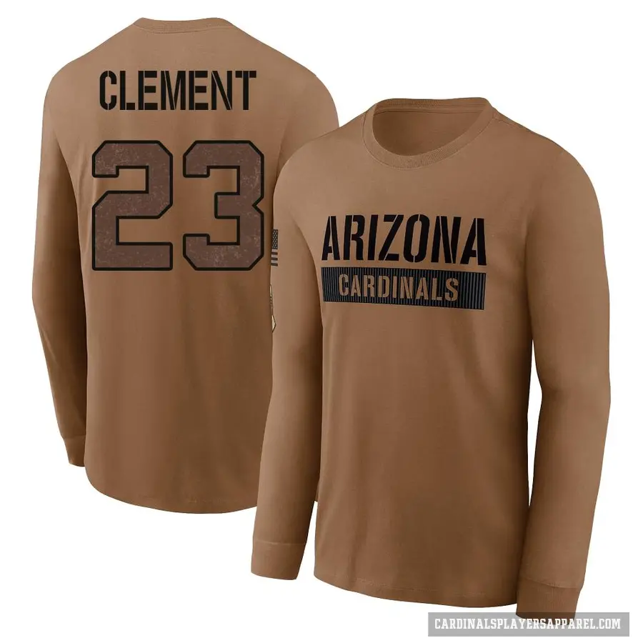 Youth ＃23 Corey Clement Arizona Cardinals Brown 2023 Salute To Service Long Sleeve T-Shirt