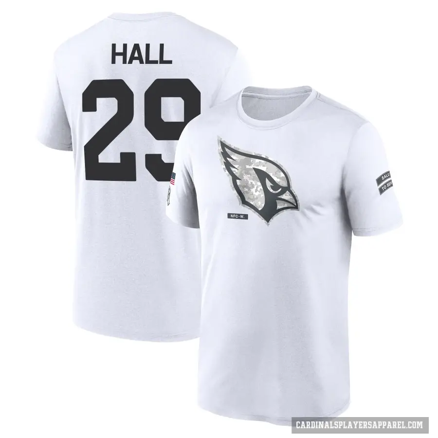 Youth ＃29 Hassan Hall Arizona Cardinals White 2024 Salute to Service Performance T-Shirt