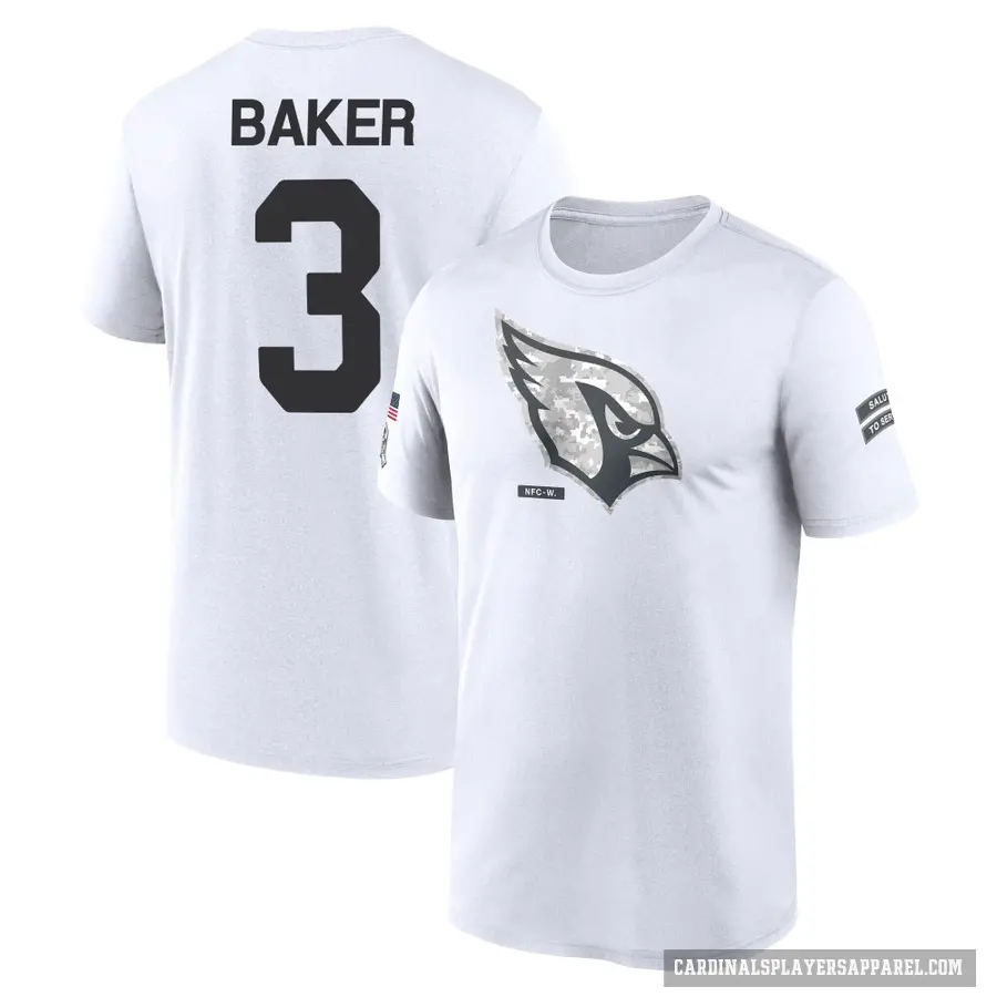 Youth ＃3 Budda Baker Arizona Cardinals White 2024 Salute to Service Performance T-Shirt