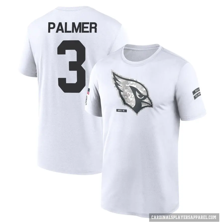 Youth ＃3 Carson Palmer Arizona Cardinals White 2024 Salute to Service Performance T-Shirt