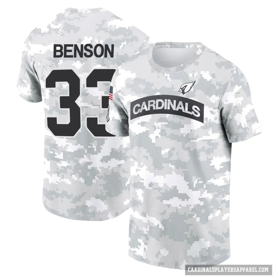 Youth ＃33 Trey Benson Arizona Cardinals Camo Arctic 2024 Salute to Service Performance T-Shirt