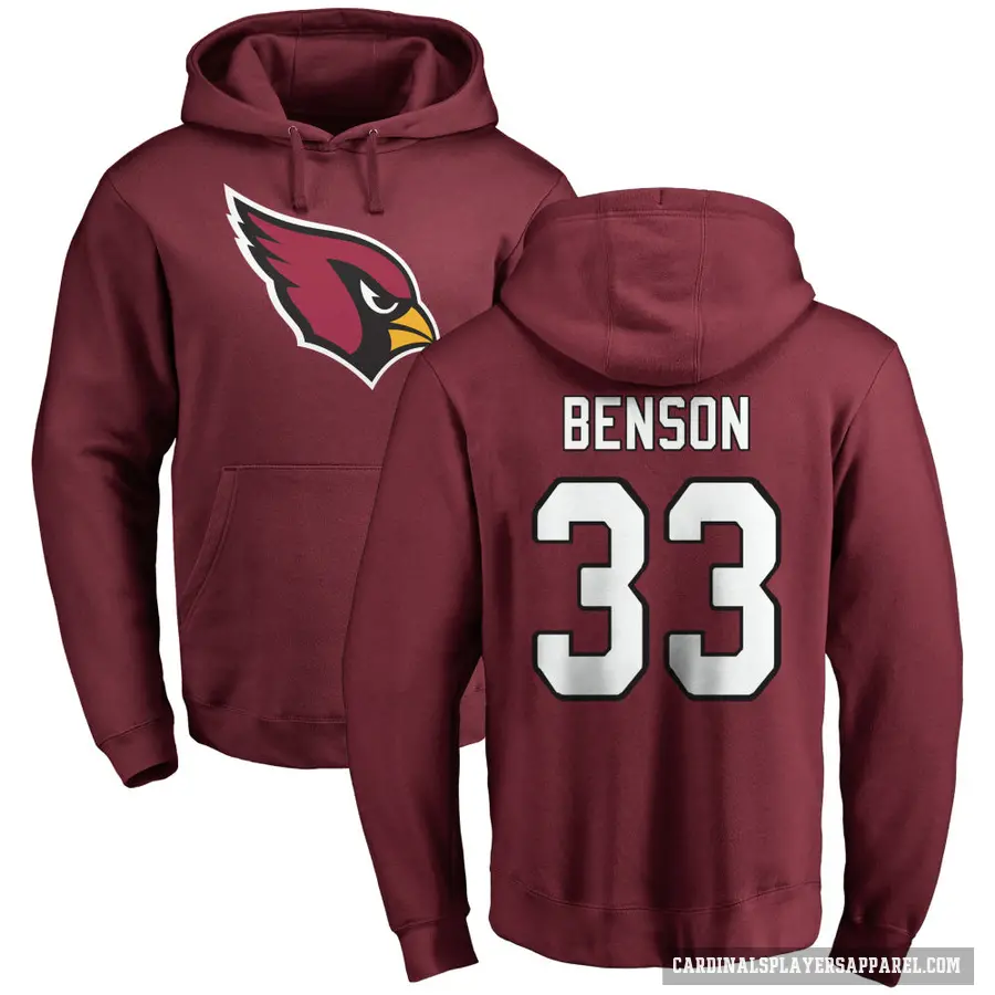 Youth ＃33 Trey Benson Arizona Cardinals Pro Line Maroon Name & Number Logo Pullover Hoodie