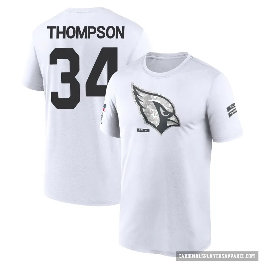 Youth ＃34 Jalen Thompson Arizona Cardinals White 2024 Salute to Service Performance T-Shirt