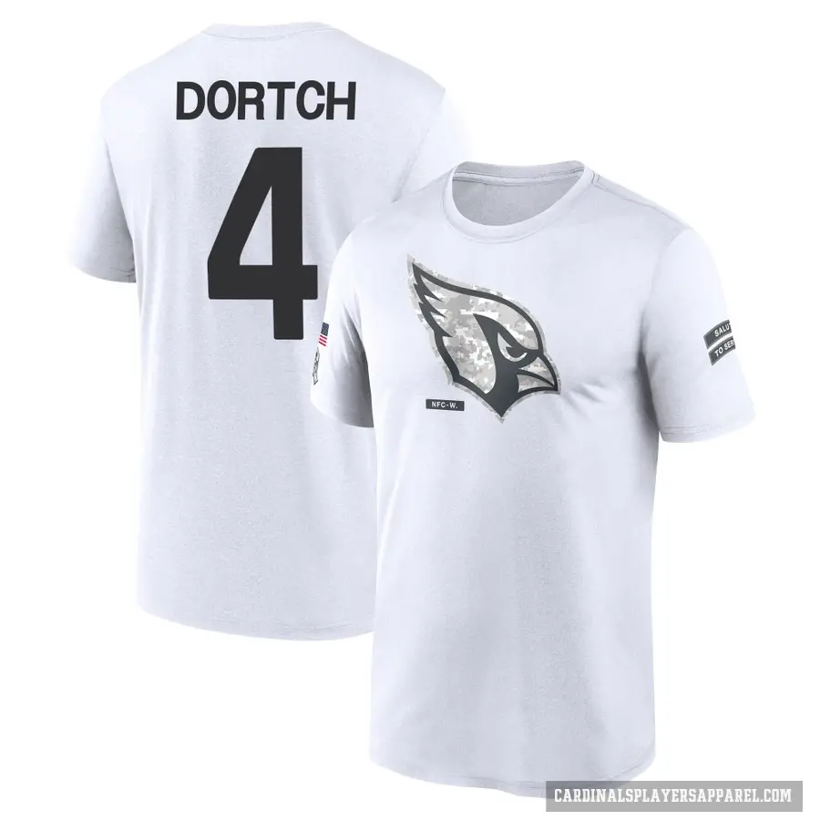 Youth ＃4 Greg Dortch Arizona Cardinals White 2024 Salute to Service Performance T-Shirt