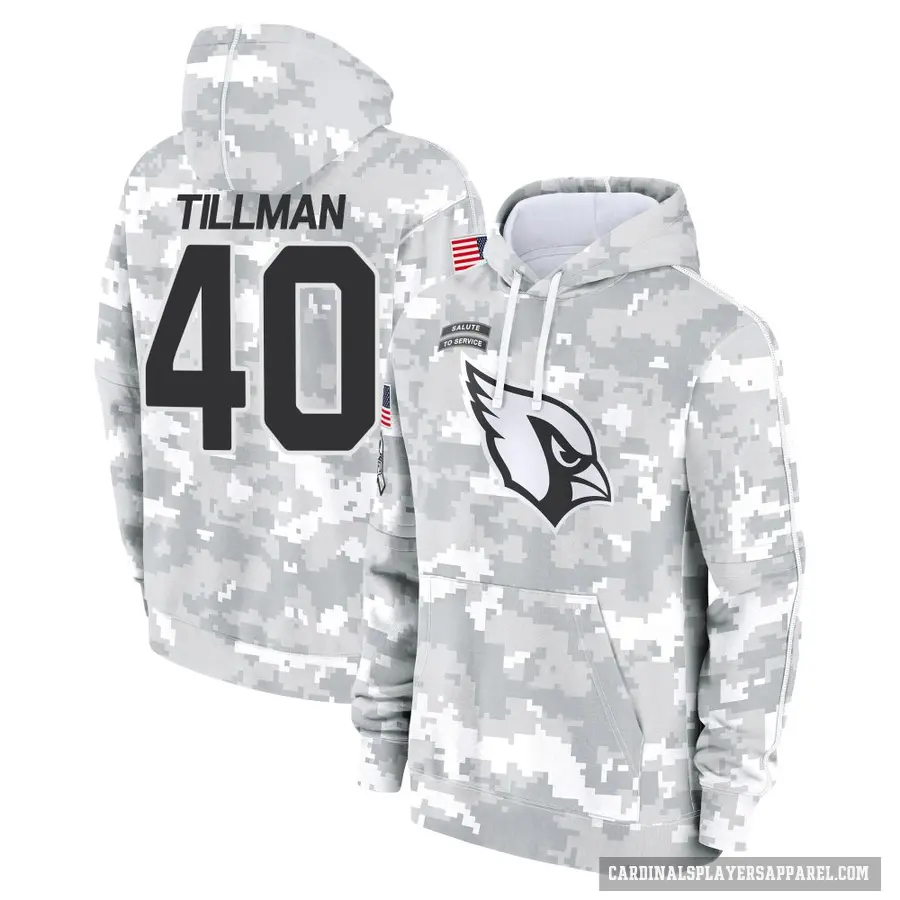 Youth ＃40 Pat Tillman Arizona Cardinals Arctic Camo 2024 Salute to Service Club Fleece Pullover Hoodie