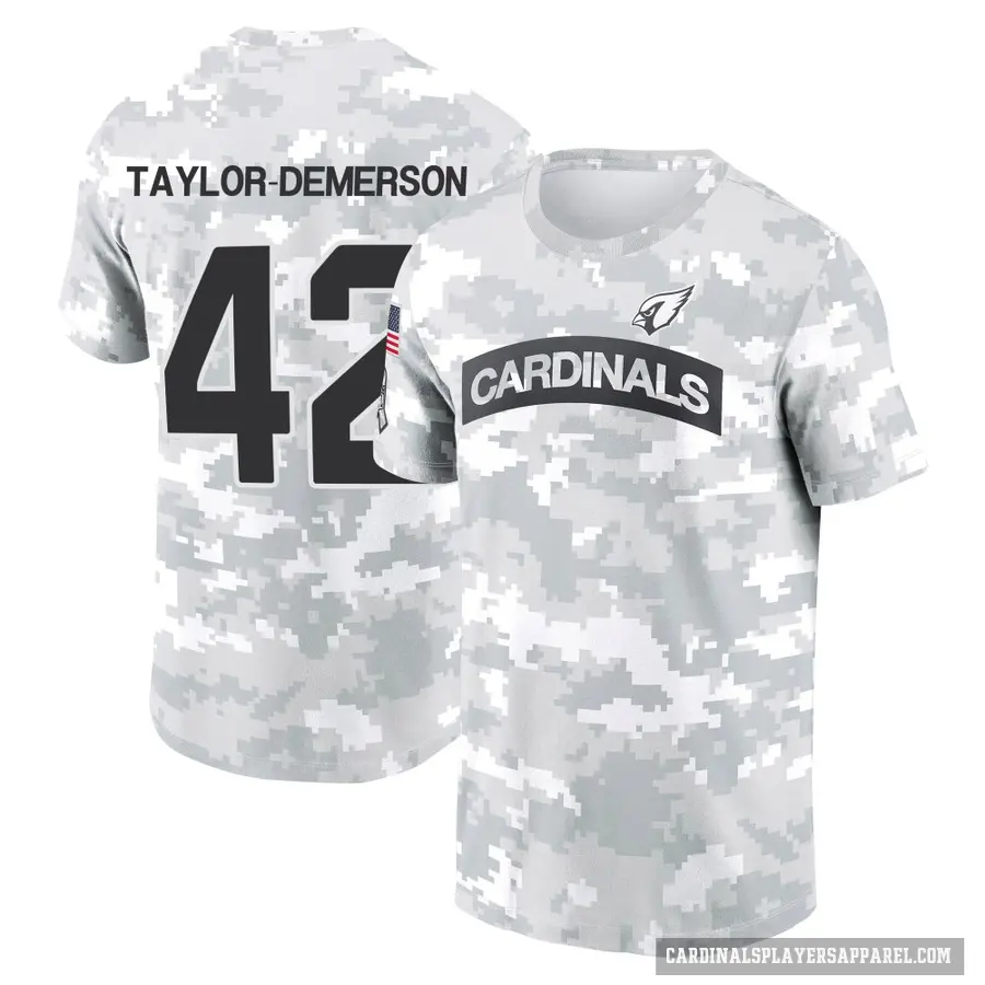 Youth ＃42 Dadrion Taylor-Demerson Arizona Cardinals Camo Arctic 2024 Salute to Service Performance T-Shirt