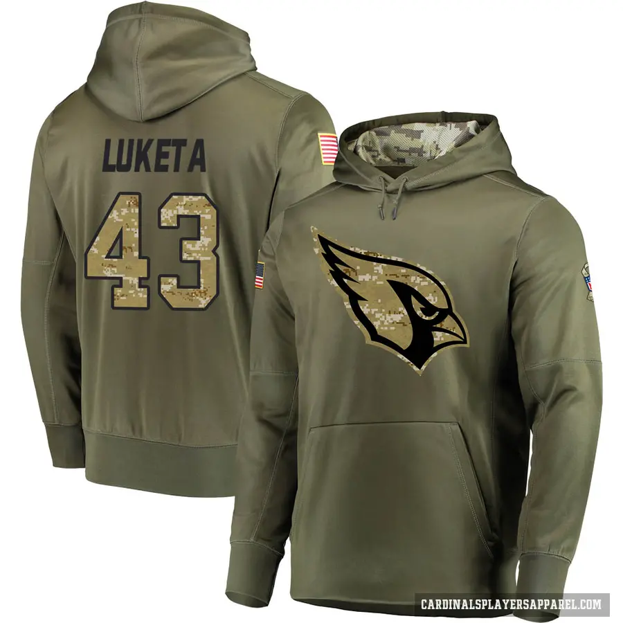 Youth ＃43 Jesse Luketa Arizona Cardinals Olive Salute to Service Pullover Hoodie